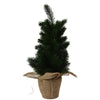 Alberello di natale verde, con rami folti, base in Juta, decorazione natalizia da h 45 cm