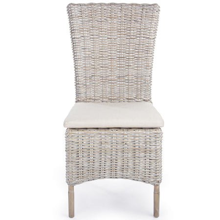 Sedia con cuscino "Isla" in rattan naturale per giardino e veranda h 102 cm