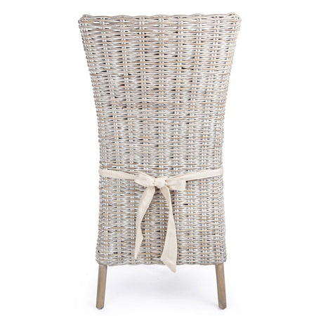 Sedia con cuscino "Isla" in rattan naturale per giardino e veranda h 102 cm
