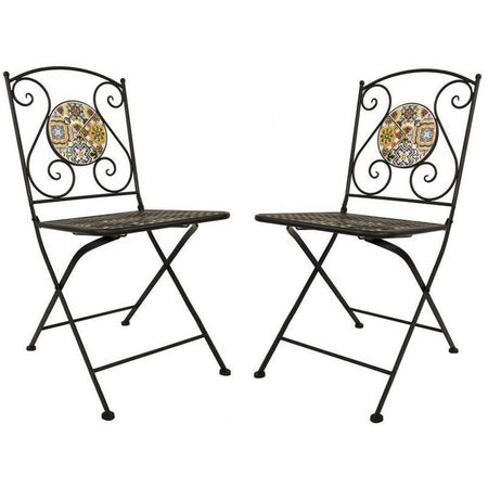 Sedie pieghevoli "Flower" in acciaio verniciato per giardino e veranda confezione da 2 pezzi