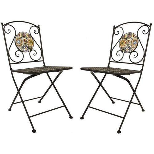 Sedie pieghevoli Flower in acciaio verniciato per giardino e veranda confezione da 2 pezzi