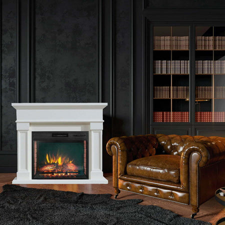 Camino elettrico da terra "Jefferson" in legno 1800 W arredamento Moderno