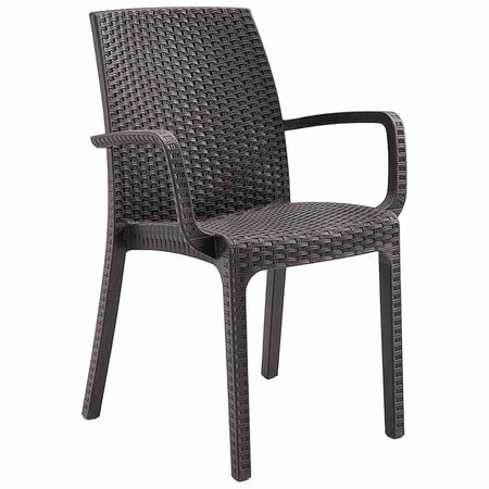 Sedia in Polipropilene  "Phoenix" con braccioli effetto rattan, adatto per bar e strutture