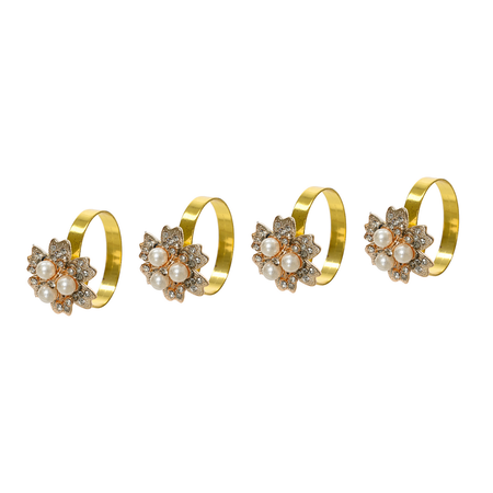 Portatovaglioli natalizi in metallo colore Oro Ø 5 cm set da 4