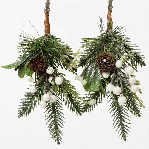 Ramo decorativo color verde per decorazioni e composizioni di fiori h 22 cm, 2 pezzi