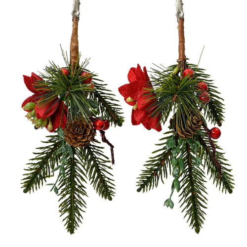 Ramo decorativo color verde per decorazioni e composizioni di fiori h 23 cm, 2 pezzi