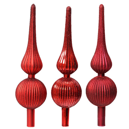Puntale per albero di Natale con sfere in vetro rosso decorazione e addobbo da 31 cm