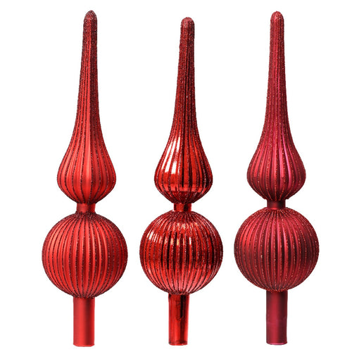 Puntale per albero di Natale con sfere in vetro rosso decorazione e addobbo da 31 cm