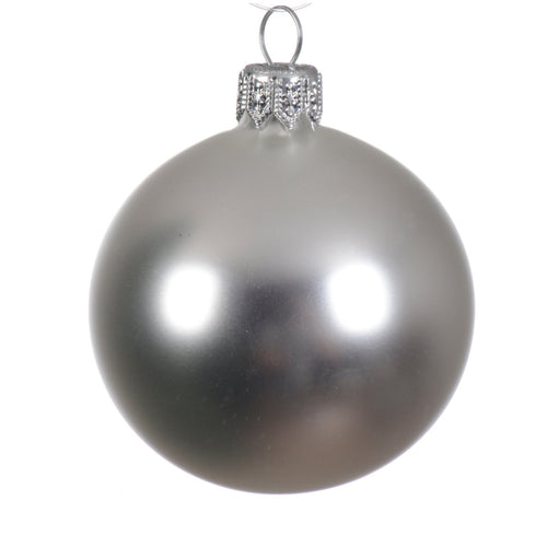 Palline per albero di Natale in vetro decorate color argento opaco