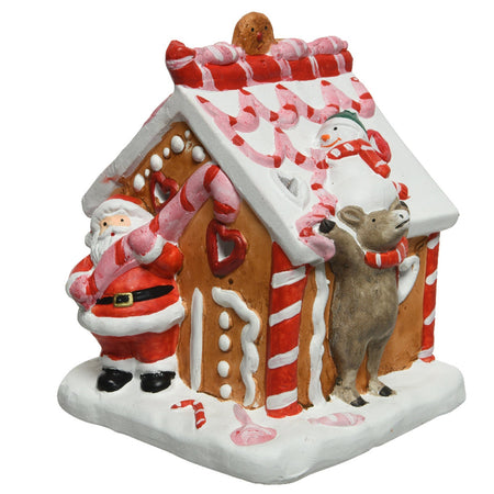 Statua Natalizia casa di Babbo natale in terracotta decorazione h 18 cm