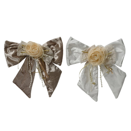 Fiocco in velluto decorazione natalizia per albero e ghirlanda da 28 cm