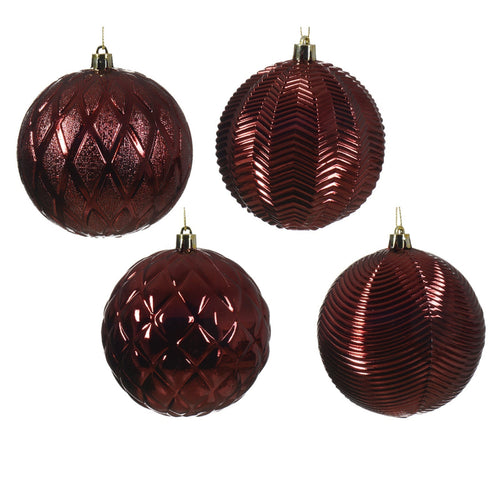 Palline per albero di Natale in vetro color rosso scuro decorate da Ø10 cm