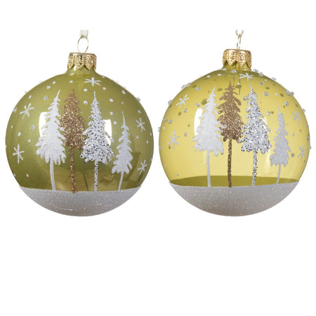 Palline per albero di Natale in vetro decorato oro da Ø 8 cm, confezione da 6 pezzi