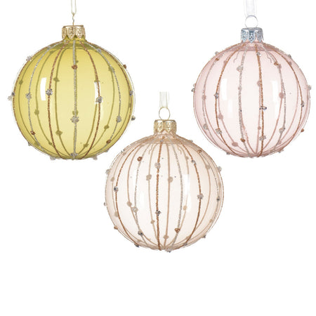 Palline per albero di Natale in vetro decorato oro e champagne da Ø 8 cm, confezione da 12 pezzi