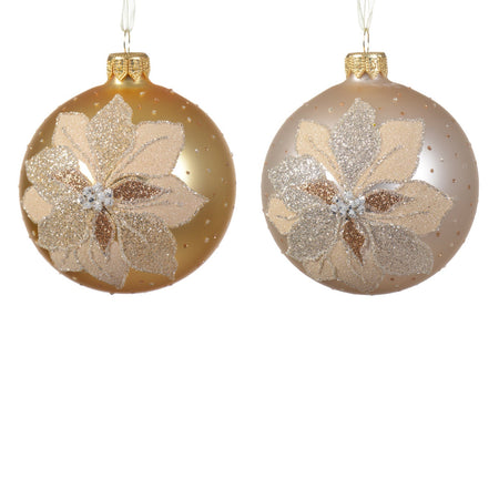 Palline per albero di Natale in vetro decorato oro e champagne da Ø 8 cm, confezione da 6 pezzi