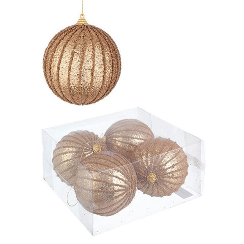 Palline per albero di Natale in polistirolo decorate color Hannah Oro