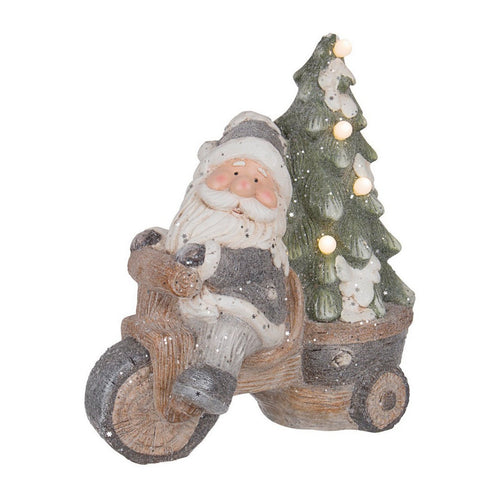 Pupazzo Babbo Natale con Led Humored Innevato in Polvere di Gesso per Interni h 41 cm