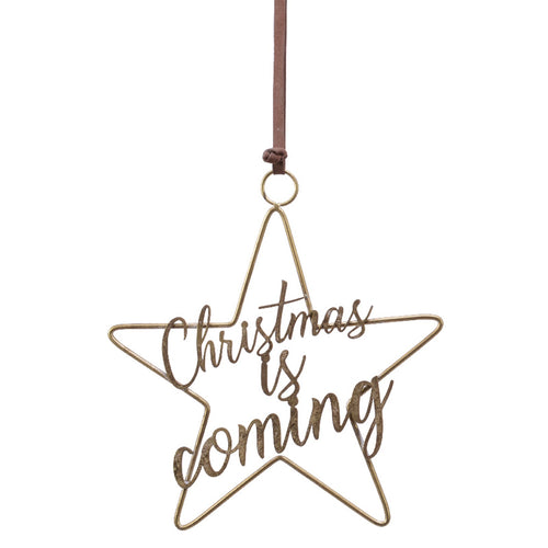 Pendenti grandi decorativi in ferro stella con Scritta da 33 cm color Oro