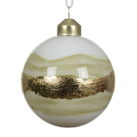 Palline per albero di Natale in vetro bianco e oro decorazione natalizia