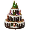 Scena animata a Led  a forma di torta con topolini con luci 24,5 cm