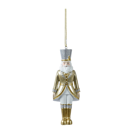 Pendente a forma di Soldato in poliresina, color Oro, per Albero di Natale h 13 cm