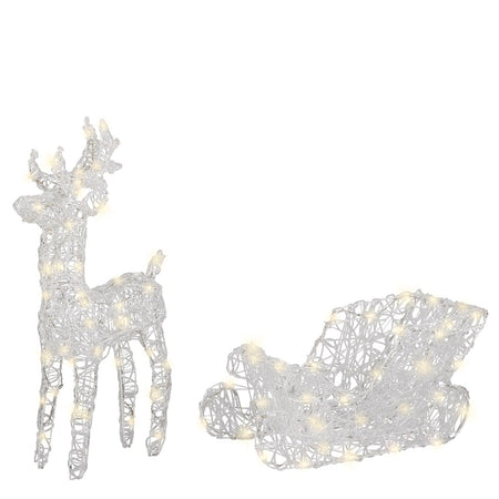 Decorazione natalizia "Renna con slitta" 3D con led bianco caldo per uso interno ed esterno