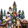 Scena animata a Led Paesaggio Natalizio con cascata e funivia  con luci 28.5 cm