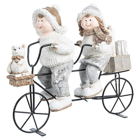 Bimbi "Biker" Decorazione da giardino e casa Bianco e Argento h 25 cm