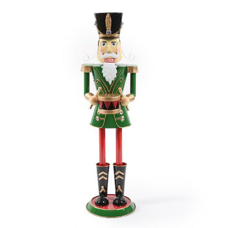 Statuetta Soldatino schiaccianoci natalizio burattino in metallo h 64 decorazione