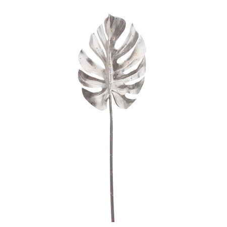 Ramo Filodendro "Stephany" per Decorazioni Natalizie Argento h 70 cm