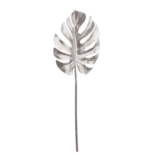 Ramo Filodendro Stephany per Decorazioni Natalizie Argento h 70 cm
