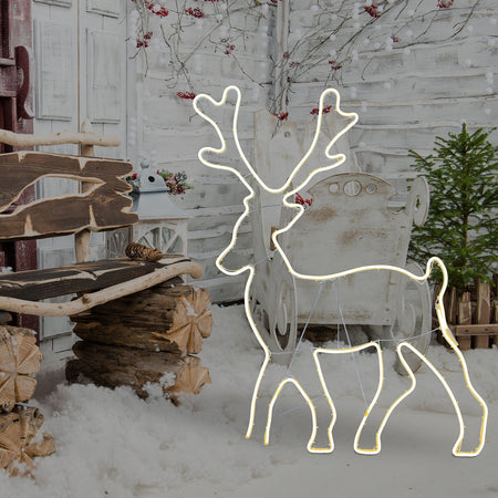 Renna luminosa effetto neon con led bifacciale addobbi natalizi per esterno