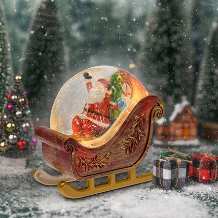 Slitta di Babbo Natale con glitter led scintillanti all'interno della sfera per decorazioni natalizie