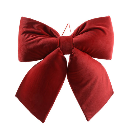 Fiocco Rosso in velluto decorazione natalizia per albero e ghirlanda dietro porta