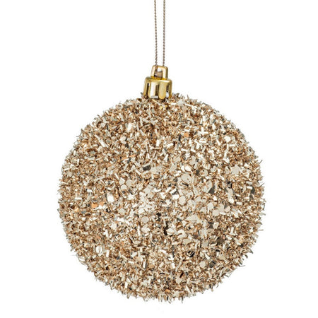 Palline per albero di Natale in vetro Champagne Oro con pendaglio Tinta Unita