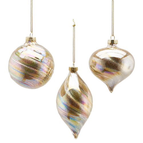 Palline per albero di natale in vetro color Oro pendagli decorati lucidi