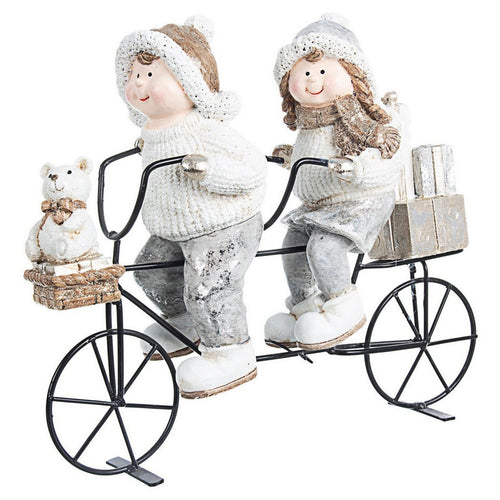 Bimbi Biker Decorazione da giardino e casa Bianco e Argento h 25 cm