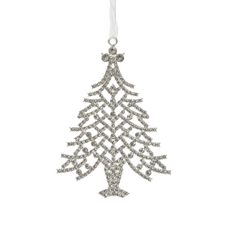 Pendaglio oro e argento a forma di albero di natale decorazione natalizia h 10 cm