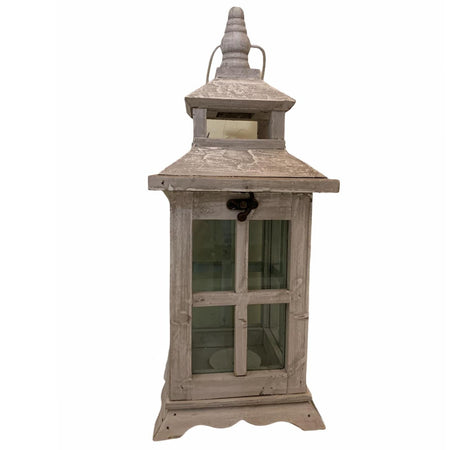 Lanterna anticata in legno appendibile da esterno e giardino h 40 cm