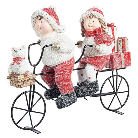 Bimbi "Biker" Decorazione da giardino e casa Bianco e Rosso h 26 cm