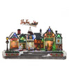 Scena animata a Led con negozi e babbo natale con renne con luci 27 cm