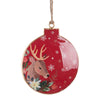 Pendaglio con Renna in Sfera Sharlen natalizio Marrone e Rosso h 12 cm