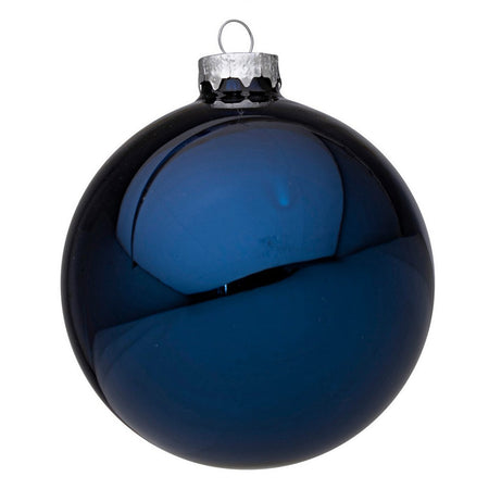 Palline in vetro "Blu Lucido" tinta unita per albero di Natale moderno