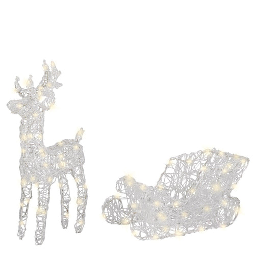 Decorazione natalizia Renna con slitta 3D con led bianco caldo per uso interno ed esterno