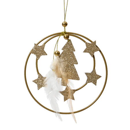 Pendaglio oro con stella e albero di natale decorazione natalizia , 2 pezzi