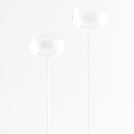 Portacandela calice alto in vetro trasparente decorazione luminosa set 2 pezzi