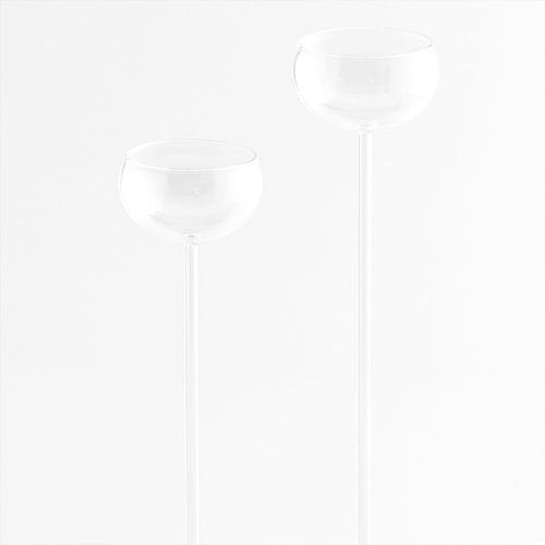 Portacandela calice alto in vetro trasparente decorazione luminosa set 2 pezzi