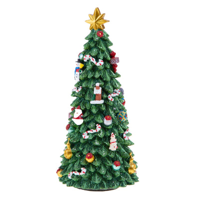 Statuetta di Natale alberello con carillon decorazione per interno h 21 cm