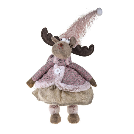 Renna di natale pupazzo in tessuto statuetta h 52 cm decorazione natalizia statuetta