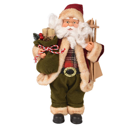 Statuetta con babbo natale con pacchi regalo e slitta decorazione per interno h 30 cm